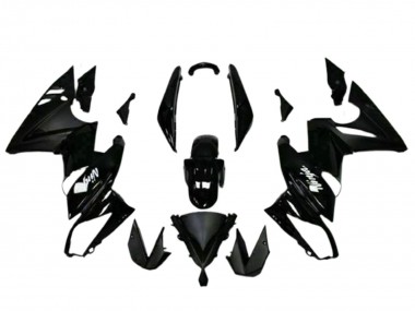 Best 2009-2011 Kawasaki EX650 Motorcycle Fairings - Glossy Black White Decal UK