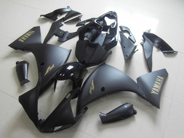 2009-2011 Yamaha YZF R1 Motorcycle Fairings - Glossy Black Matte Black Gold Decals UK