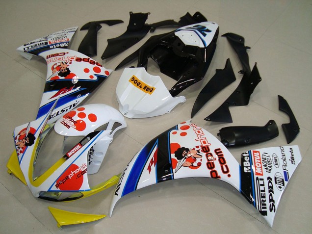 2009-2011 Yamaha YZF R1 Motorcycle Fairings - White Red Yellow Black Pepe Phone Dark Dog UK