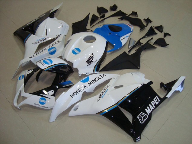 2009-2012 Honda CBR600RR Motorcycle Fairings - White Blue Glossy Black Konica Minolta UK
