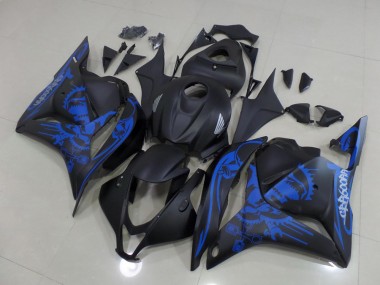 Best 2009-2012 Honda CBR600RR Motorcycle Fairings - Matte Black Blue Skull UK