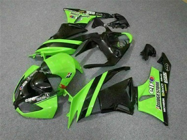 Best 2009-2012 Kawasaki ZX6R Motorcycle Fairings - Green Glossy Black Elf Touch4 Bridgestone UK