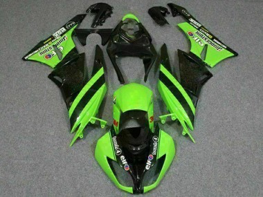 Best 2009-2012 Kawasaki ZX6R Motorcycle Fairings - Green Glossy Black Elf Touch4 Bridgestone UK