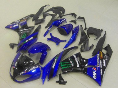 Best 2009-2012 Kawasaki ZX6R Motorcycle Fairings - Blue Glossy Black Green Elf Monster Bridgestone UK