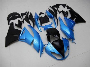 Best 2009-2012 Kawasaki ZX6R Motorcycle Fairings - Light Blue Glossy Black UK