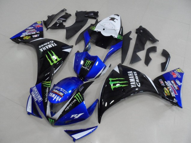 2012-2014 Yamaha YZF R1 Motorcycle Fairings - White Blue Glossy Black Green Graves Yamalube Monster UK