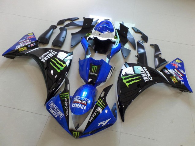 2012-2014 Yamaha YZF R1 Motorcycle Fairings - Blue White Glossy Black Green Graves Yamalube Monster UK