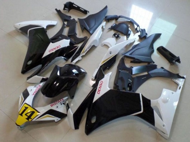 2013-2015 Honda CBR500R Motorcycle Fairings - White Yellow Glossy Black DENSO UK