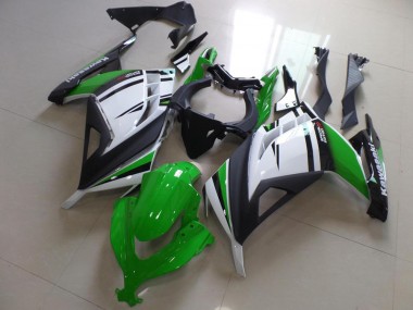 Best 2013-2018 Kawasaki ZX300R Motorcycle Fairings - White Green Matte Black UK