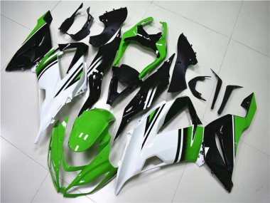 Best 2013-2018 Kawasaki ZX6R Motorcycle Fairings - Green White Glossy Black UK