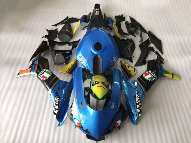 2015-2019 Yamaha YZF R1 Motorcycle Fairing - Blue Yellow Shark UK