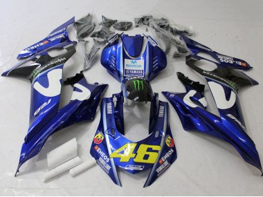 Best 2017-2023 Yamaha YZF R6 Motorcycle Fairings - White Blue Green Monster MoviStar UK