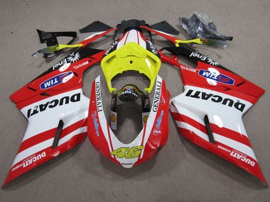 Best 2007-2014 Ducati 1198 Motorcycle Fairings - White Yellow Red Generali 46 UK