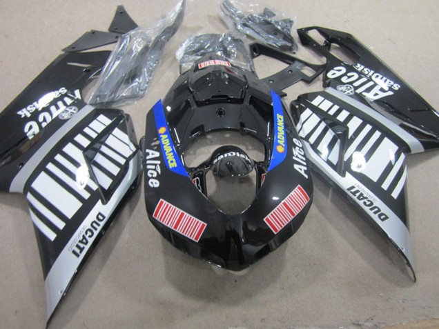 2007-2014 Ducati 848 1098 1198 Motorcycle Fairings - Silver Red Blue Glossy Black Alice UK