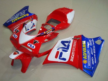 Best 1993-2005 Ducati 748 Motorcycle Fairings - White Red Blue Fila UK