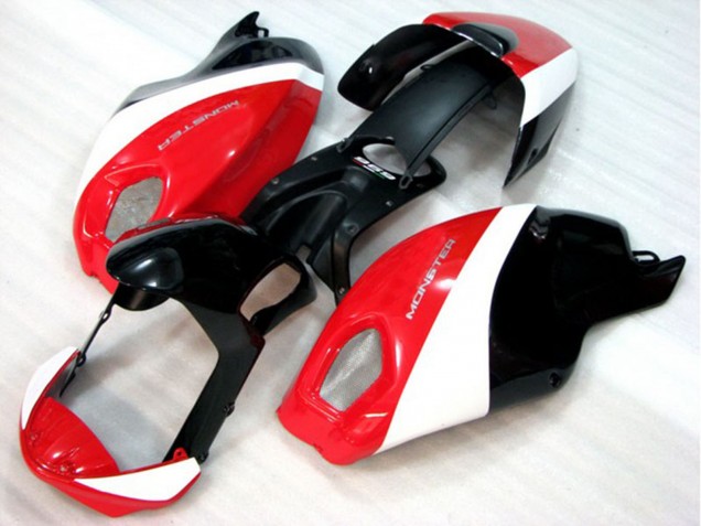 2008-2012 Ducati Monster 696 Motorcycle Fairing - White Red Glossy Black UK