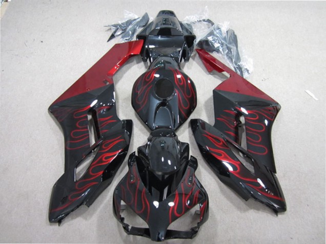 2004-2005 Honda CBR1000RR Motorcycle Fairing - Glossy Black Red Flame UK
