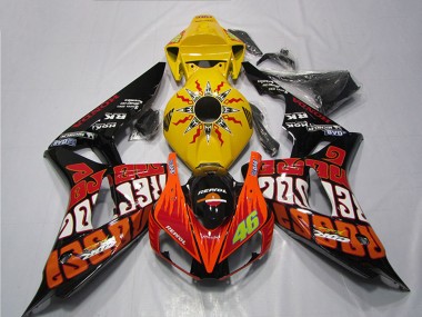 Best 2004-2005 Honda CBR1000RR Motorcycle Fairing - Yellow Orange Glossy Black Repsol Rossi 46 UK