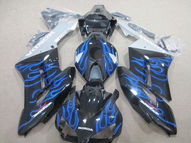 2004-2005 Honda CBR1000RR Motorcycle Fairings - Glossy Black Blue Flame UK