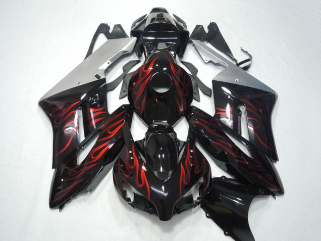 2004-2005 Honda CBR1000RR Motorcycle Fairings - Silver Glossy Black Red Flame UK