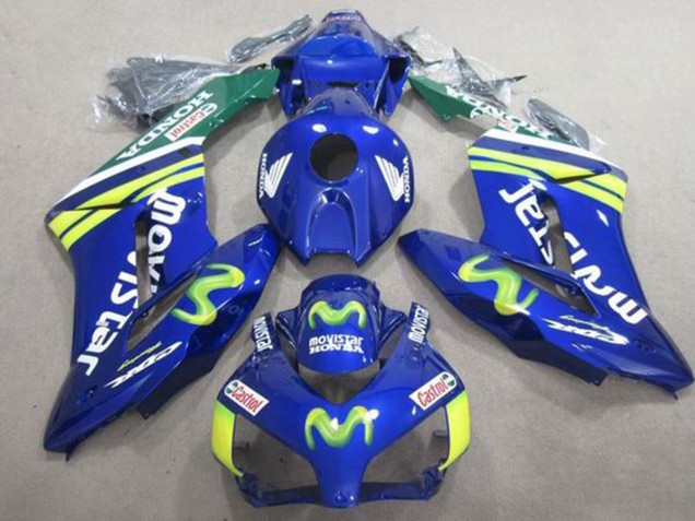 2004-2005 Honda CBR1000RR Motorcycle Fairings - Blue Green Yellow MoviStar Castrol UK