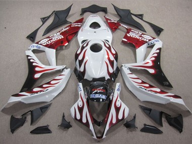 Best 2004-2005 Honda CBR1000RR Motorcycle Fairings - White Red Glossy Black Flame SHARK UK
