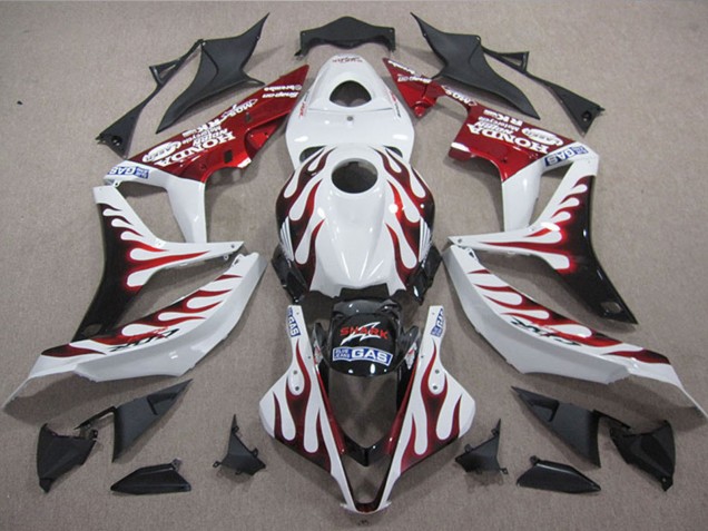 2004-2005 Honda CBR1000RR Motorcycle Fairings - White Red Glossy Black Flame SHARK UK