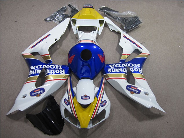 2006-2007 Honda CBR1000RR Motorcycle Fairings - White Blue Yellow Gold Rothmans UK