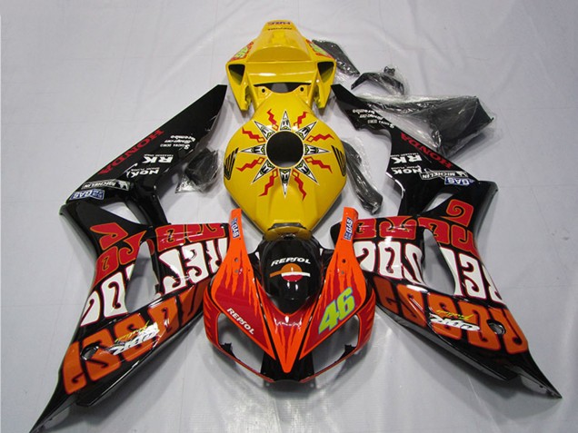 2006-2007 Honda CBR1000RR Motorcycle Fairings - Yellow Orange Glossy Black Rossi Repsol 46 UK