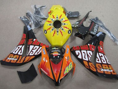 Best 2008-2011 Honda CBR1000RR Motorcycle Fairings - Yellow Orange Glossy Black Rossi Repsol 46 UK