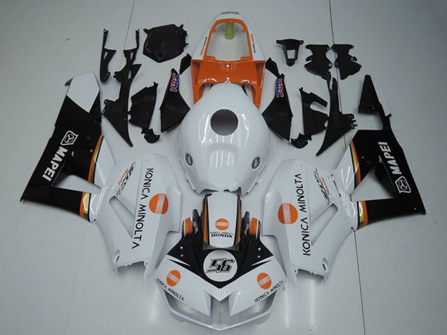 2012-2016 Honda CBR1000RR Motorcycle Fairings - White Orange Glossy Black Konica Minolta 56 UK