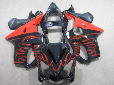 Best 2001-2003 Honda CBR600 F4i Motorcycle Fairing Kits - Glossy Black Red Flame UK