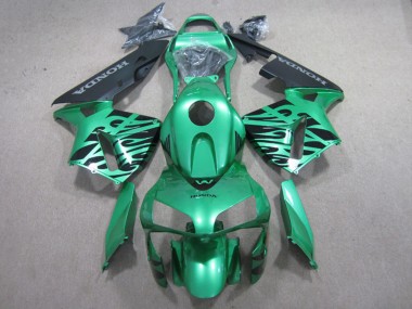 Best 2003-2004 Honda CBR600RR Motorcycle Fairings - Green Black Flame UK