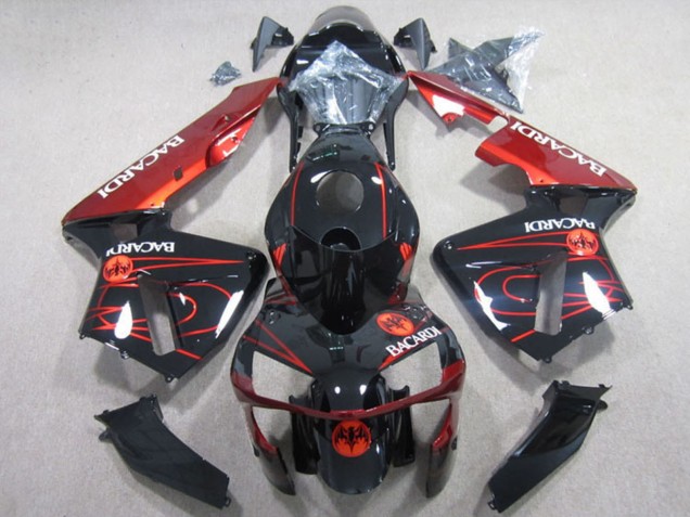 2003-2004 Honda CBR600RR Motorcycle Fairings - Glossy Black Red RACARDI UK