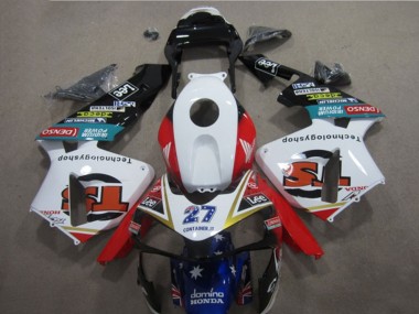Best 2005-2006 Honda CBR600RR Motorcycle Fairings - White Red Blue Glossy Black Star Lee 27 UK
