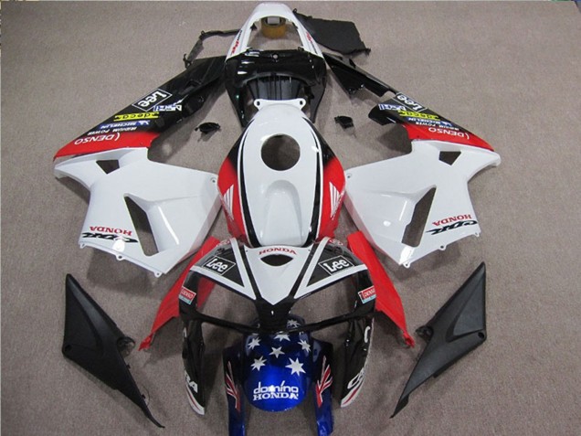 2005-2006 Honda CBR600RR Motorcycle Fairings - White Red Blue Black Star Lee UK