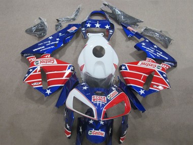 Best 2005-2006 Honda CBR600RR Motorcycle Fairings - White Red Blue Cycle World Castrol UK
