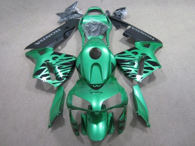 Best 2007-2008 Honda CBR600RR Motorcycle Fairings - Green Glossy Black Flame UK