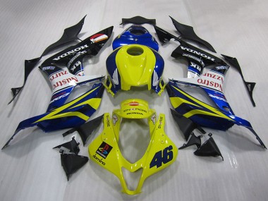 Best 2007-2008 Honda CBR600RR Motorcycle Fairing - Yellow Blue White Glossy Black Nastro Azzurro UK
