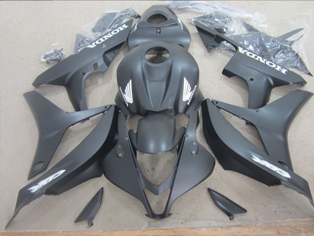 2007-2008 Honda CBR600RR Motorcycle Fairing - Matte Black White Decals UK