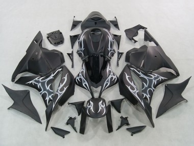 Best 2007-2008 Honda CBR600RR Motorcycle Fairings - Matte Black Silver Flame UK