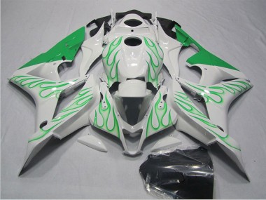 Best 2007-2008 Honda CBR600RR Motorcycle Fairings - White Green Flame UK