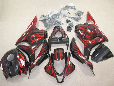 Best 2009-2012 Honda CBR600RR Motorcycle Fairing - Glossy Black Red Flame UK
