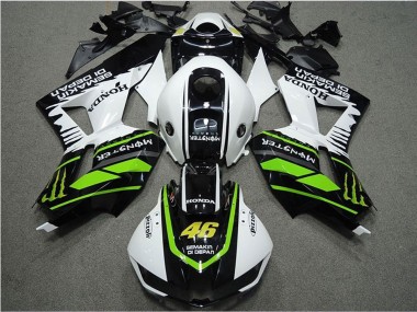 Best 2013-2023 Honda CBR600RR Motorcycle Fairings - White Green Glossy Black Semakin Didepan Monster UK