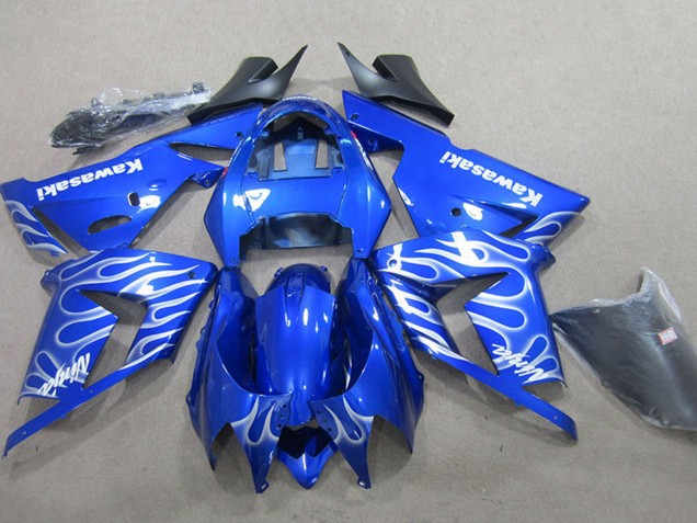2004-2005 Kawasaki ZX10R Motorcycle Fairing - Blue White Flame UK