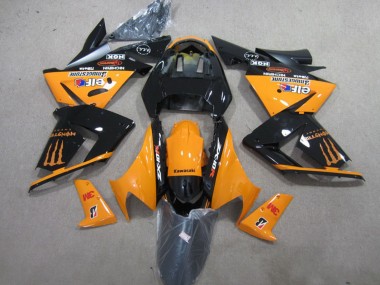 Best 2004-2005 Kawasaki ZX10R Motorcycle Fairings - Orange Glossy Black 3M Monster UK