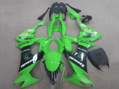 Best 2008-2010 Kawasaki ZX10R Motorcycle Fairings - Green Black Monster Energy Elf Dunlop UK
