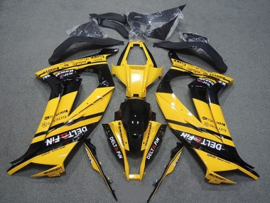 Best 2011-2015 Kawasaki ZX10R Motorcycle Fairings - Yellow Glossy Black Delt Fin UK