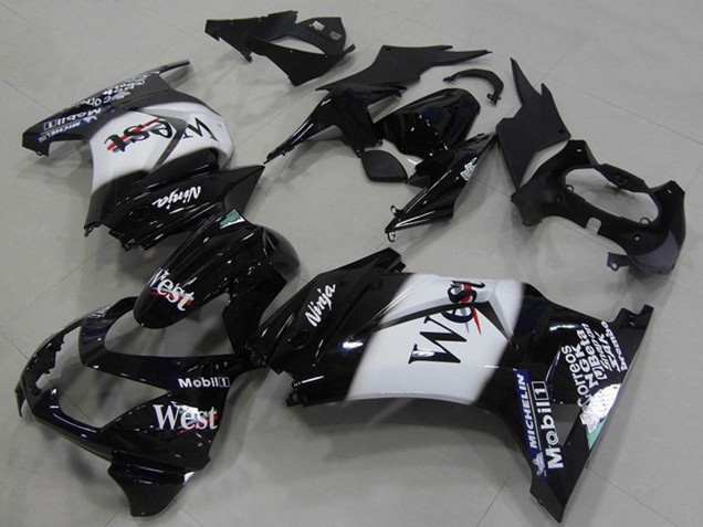 2008-2012 Kawasaki ZX250R Motorcycle Fairings - Glossy Black White West UK