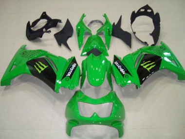 Best 2008-2012 Kawasaki ZX250R Motorcycle Fairings - Green Black Monster UK